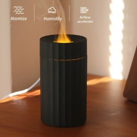 1pc 7 colors Flame Simulation Ultrasonic Humidifier with Aromatherapy and Lighting - USB Powered Essential Oil Diffuser for Bedroom and Travel, USB Flame Aromatherapy Humidifier