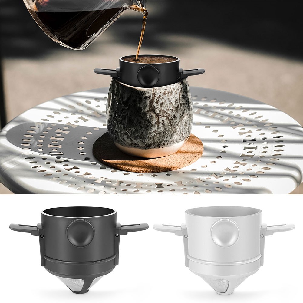 1 pc stainless steel portable coffee filter easy to clean reusable paperless pour over dripper with foldable funnel details 1
