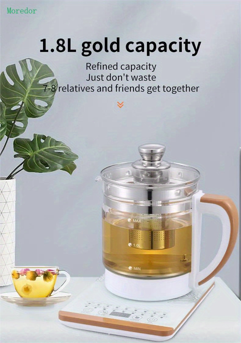18 smart functions electric teapot kettle thickened glass tea maker intelligent multi functional medicine health pot 1 8l kettle heat resistant tea pot with detachable filter details 1