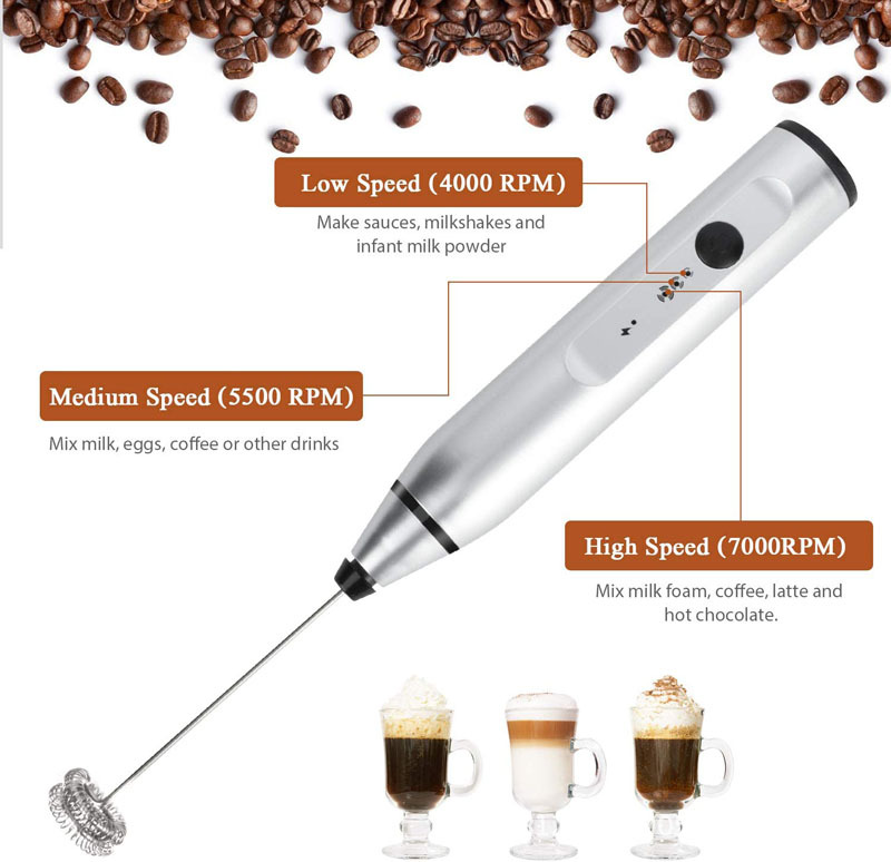 mini blender, wireless electric milk frother with usb charging handheld mini blender for coffee cappuccino and cream portable whisk mixer with fast foam technology details 8