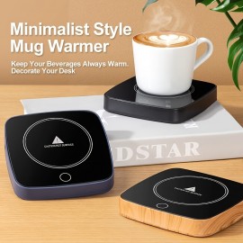 Coffee Mug Quick Warmer, Waterproof Smart Cup Mug Warming Appliance, 3 Temperature Settings, For Home Office Desk Electric Warming Espresso, Beverages, Milk, Tea And Hot Chocolate (Wood Grain) Thoughtful Gift For Friends And Family