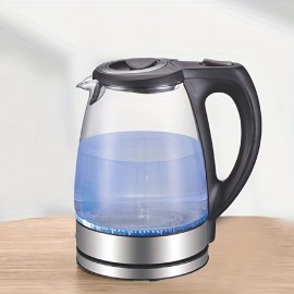 1200W Glass Electric Kettle with Stainless Steel Filter and Inner Lid - 1.7L Capacity, Wide Opening, Fast Boiling, Perfect for Tea and Hot Water, Black