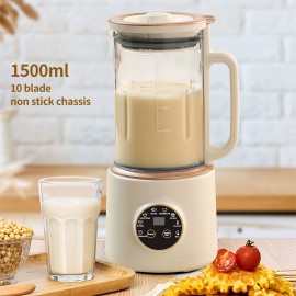 1pc Soy Milk Blender, 50.72oz/1500ML, Juicer, Soy Milk, Rice Cereal & Juice Blender, Milkshake, Puree, Free Filter, Self Clean, Keep Warm, Nut Milk Maker, Heavy Duty Blender, Juice Extractor