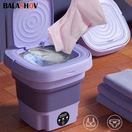 Foldable Portable Washing Machine With 2.11gal Large Capacity, 3 Deep Cleaning Modes, Soft Spin Dry For Underwear, Socks, Baby Clothes, Towels, And Travel - Half Automatic Mini Washer