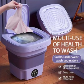 Portable Foldable Washing Machine - Ideal For Travel, Home Use - 2.11gal Capacity Washer Machine For Underwear, Bras, Socks - Easy To Store And Carry