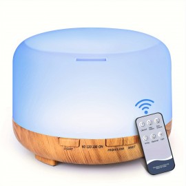 16.91oz Aromatherapy Oil Diffuser, 5V 2A USB Powered Wood Grain Color Essential Oil Aroma Diffuser, Auto Shut Off (When Water Use Out)  With Remote Control For Home Office Bedroom