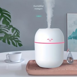 7.44oz Ultrasonic Essential Oil Diffuser With LED Lamp For Home And Car -Happy Face Humidifier With USB Mist Maker For Aromatherapy Spray
