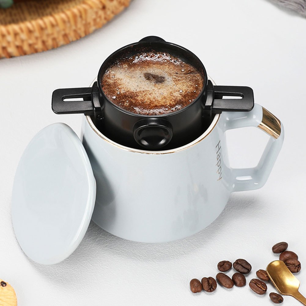 1 pc stainless steel portable coffee filter easy to clean reusable paperless pour over dripper with foldable funnel details 2