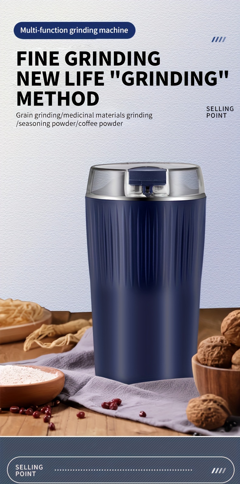 8 blades 100g capacity powerful electric coffee bean grinder with one touch push button control perfect for espresso spices herbs and nuts details 0