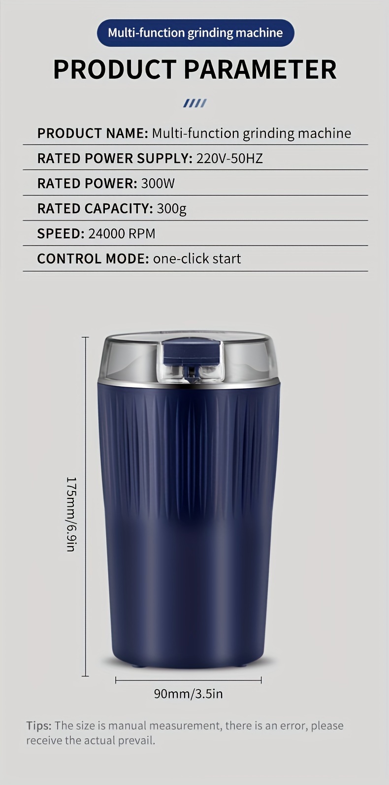 8 blades 100g capacity powerful electric coffee bean grinder with one touch push button control perfect for espresso spices herbs and nuts details 15