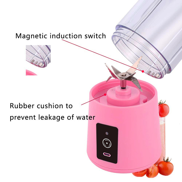 380ml 4 colors usb rechargeable personal portable blender for smoothies and shakes mini juicer cup for travel small size blender with powerful motor and easy to clean design details 1