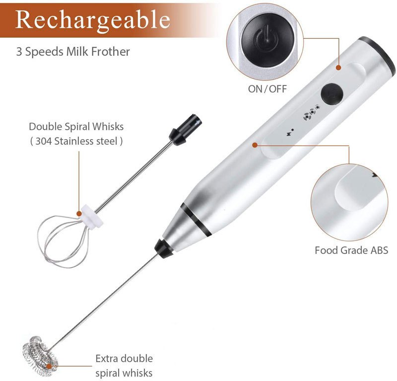 mini blender, wireless electric milk frother with usb charging handheld mini blender for coffee cappuccino and cream portable whisk mixer with fast foam technology details 7