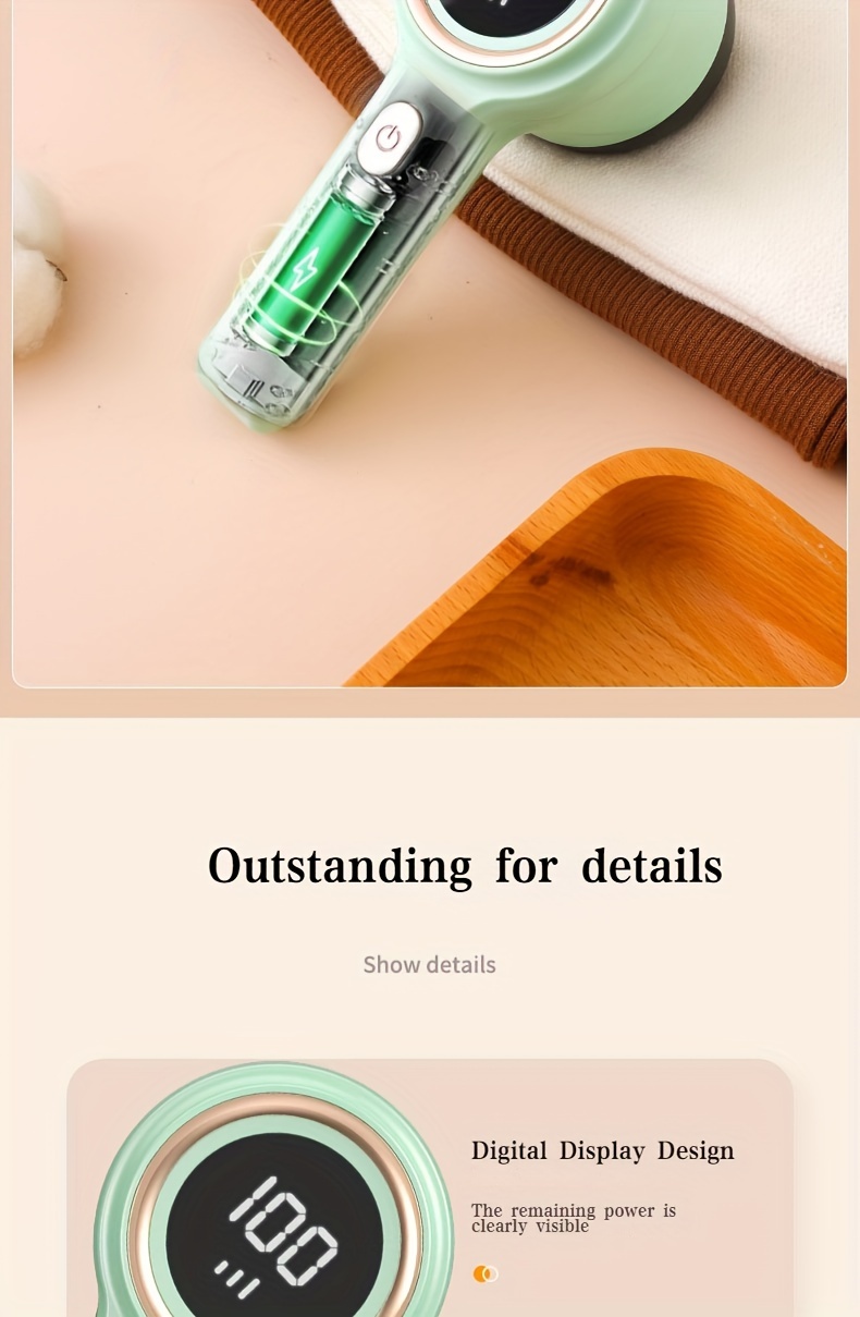 farewell poms and lint rechargeable portable electric lint remover fabric shaver rechargeable lint remover with 6 blades and static brush effectively and quickly remove lint from clothes sweaters couches blankets curtains wool cashmere details 16