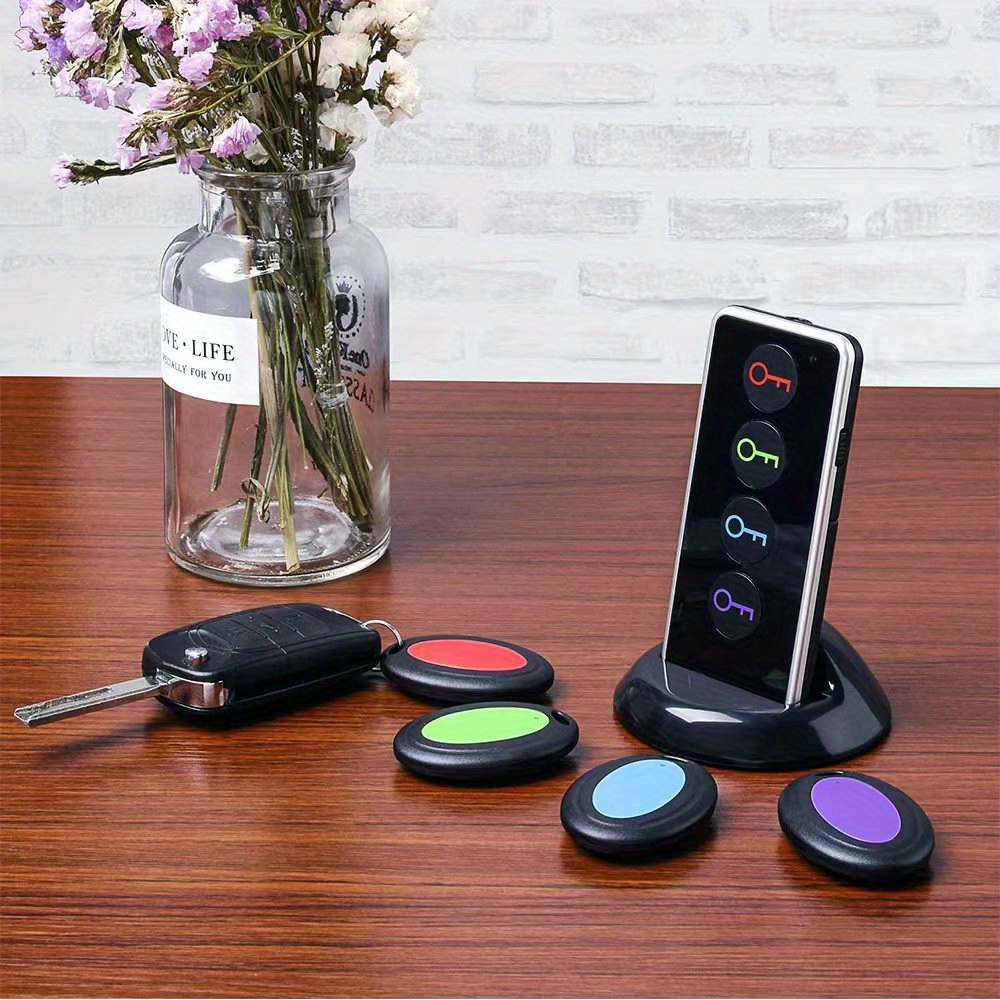 remote key finder anti lost reminder tracker wireless key rf locator for phone pets keychain wallet luggage pet cat dog tracking tracker 1 rf transmitter 4 receivers halloween gifts for friends and family details 0
