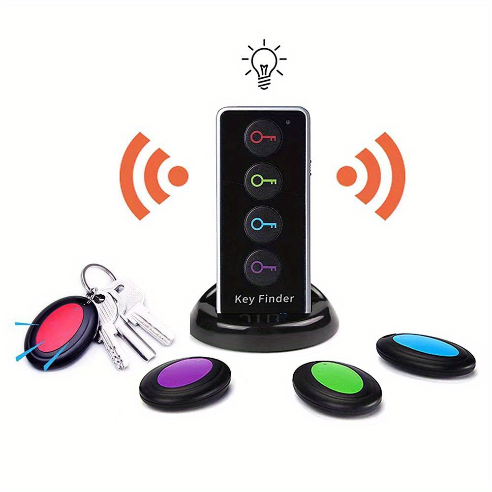 remote key finder anti lost reminder tracker wireless key rf locator for phone pets keychain wallet luggage pet cat dog tracking tracker 1 rf transmitter 4 receivers halloween gifts for friends and family details 1
