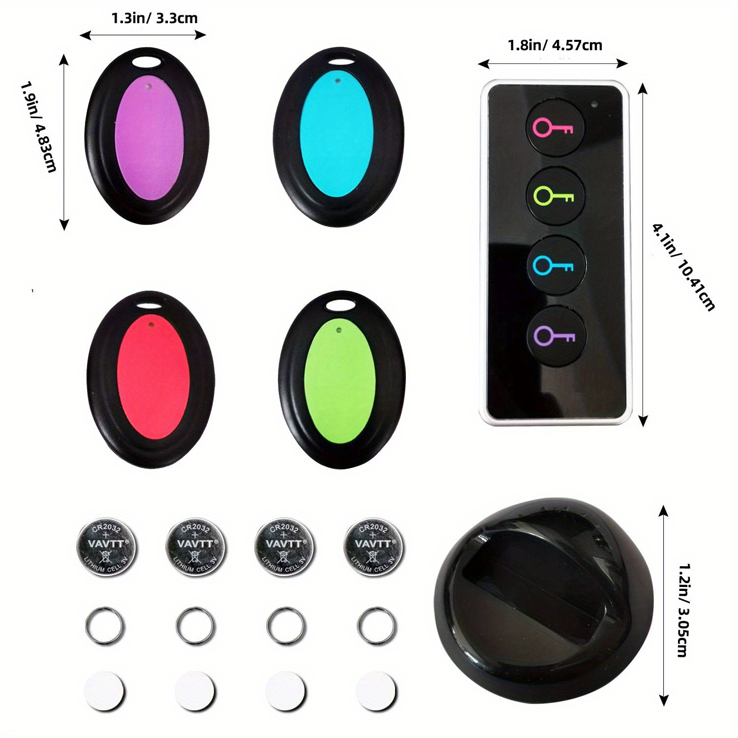 remote key finder anti lost reminder tracker wireless key rf locator for phone pets keychain wallet luggage pet cat dog tracking tracker 1 rf transmitter 4 receivers halloween gifts for friends and family details 2