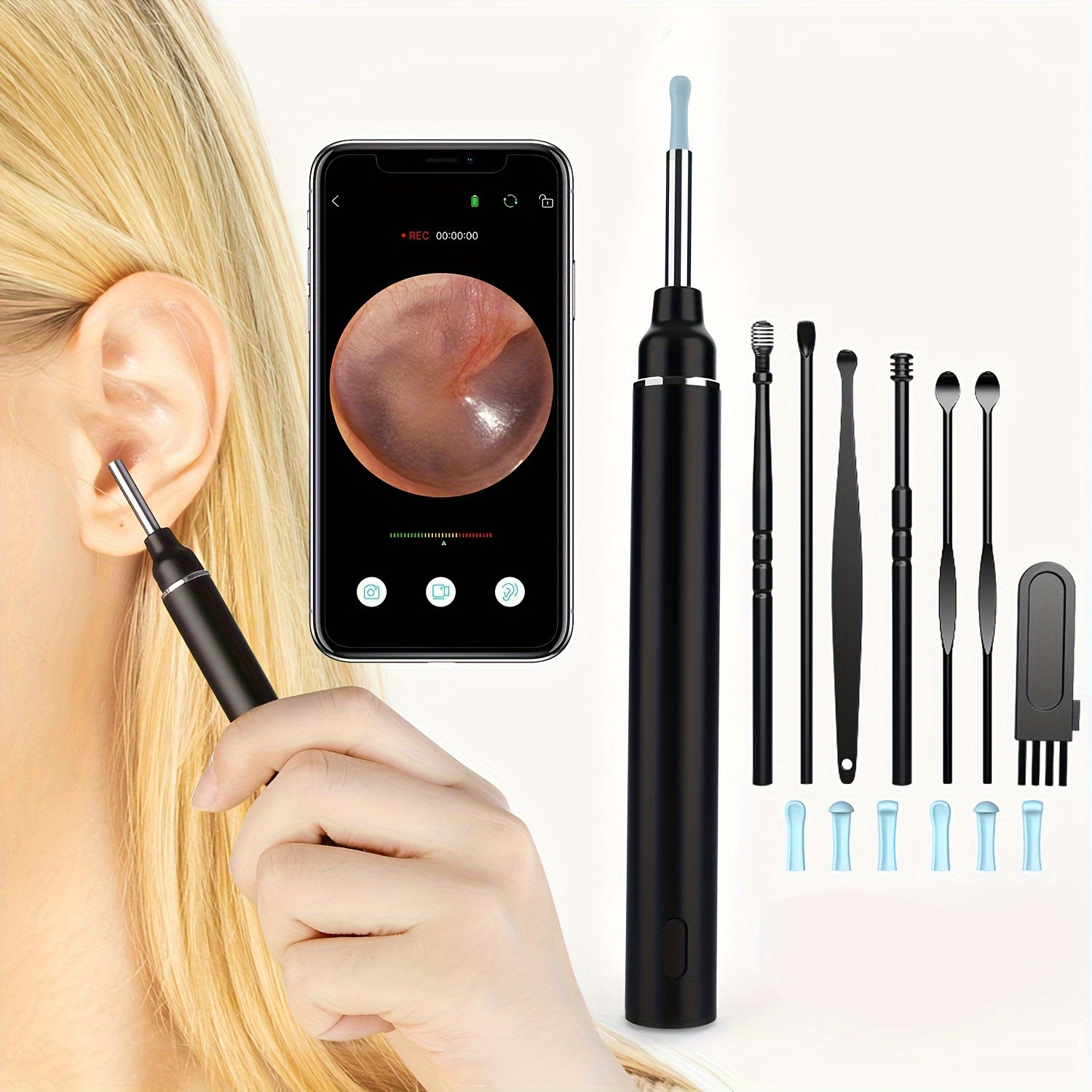 wifi otoscope ear camera waterproof camera elimination spoon usb otoscope ear cleaner ear wax removal tool suitable endoscope for android iphone phones and ipad details 1