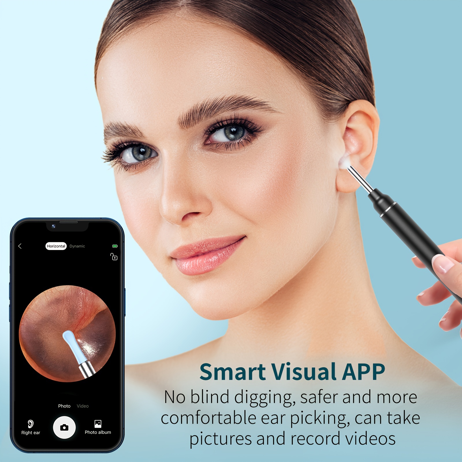 wifi otoscope ear camera waterproof camera elimination spoon usb otoscope ear cleaner ear wax removal tool suitable endoscope for android iphone phones and ipad details 4