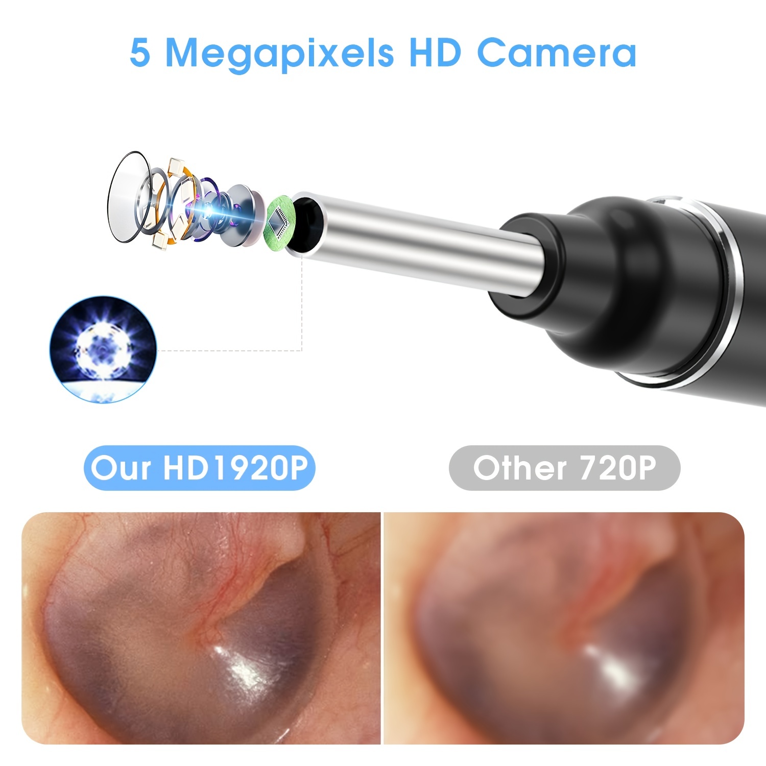 wifi otoscope ear camera waterproof camera elimination spoon usb otoscope ear cleaner ear wax removal tool suitable endoscope for android iphone phones and ipad details 5