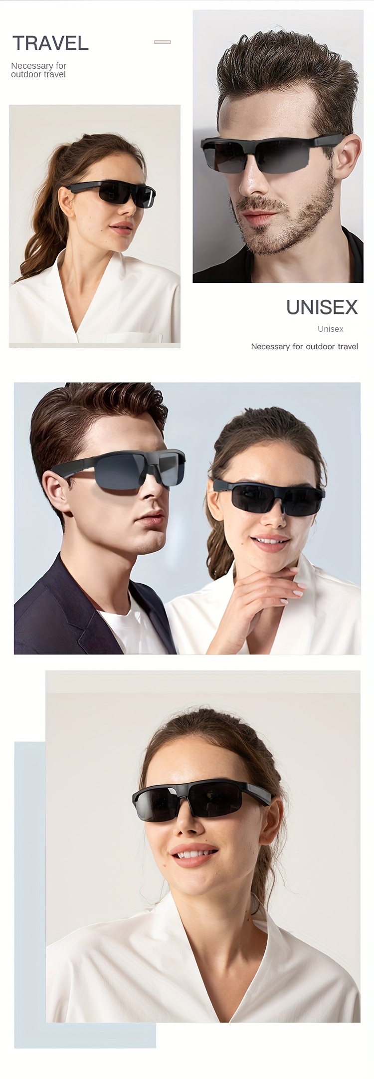 smart wireless v5 3 sunglasses multifunctional glasses wireless calls music playback outdoor sports tws headphones rechargeable hifi sound quality hd lenses touch control long battery life waterproof sun protection and uv protection details 4