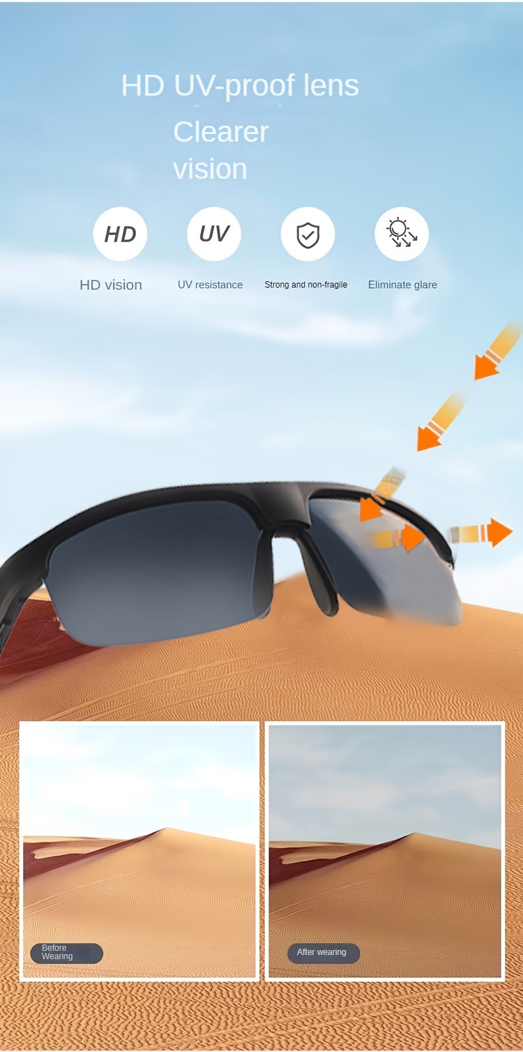smart wireless v5 3 sunglasses multifunctional glasses wireless calls music playback outdoor sports tws headphones rechargeable hifi sound quality hd lenses touch control long battery life waterproof sun protection and uv protection details 6