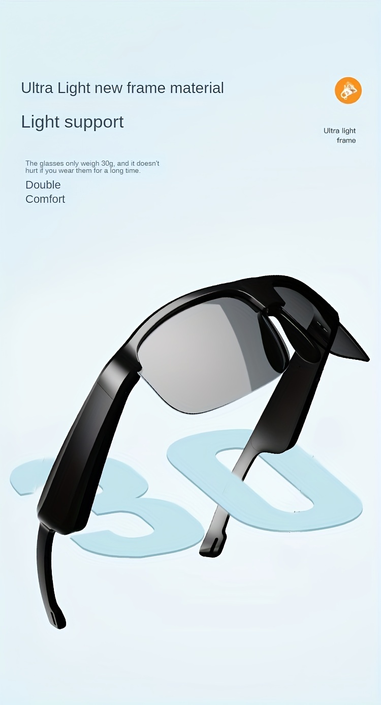 smart wireless v5 3 sunglasses multifunctional glasses wireless calls music playback outdoor sports tws headphones rechargeable hifi sound quality hd lenses touch control long battery life waterproof sun protection and uv protection details 8