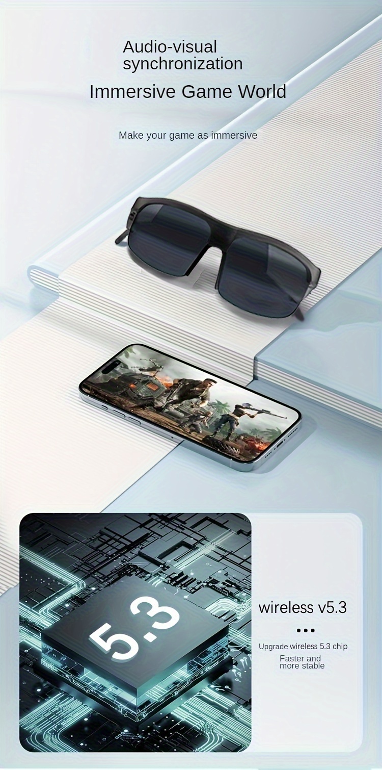 smart wireless v5 3 sunglasses multifunctional glasses wireless calls music playback outdoor sports tws headphones rechargeable hifi sound quality hd lenses touch control long battery life waterproof sun protection and uv protection details 9
