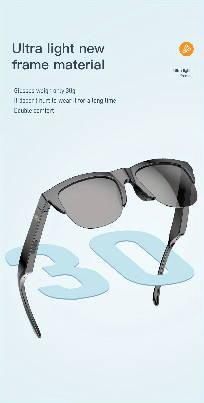 wireless 5 0 smart glasses headphones outdoor sports music calls and anti blu ray protection details 5